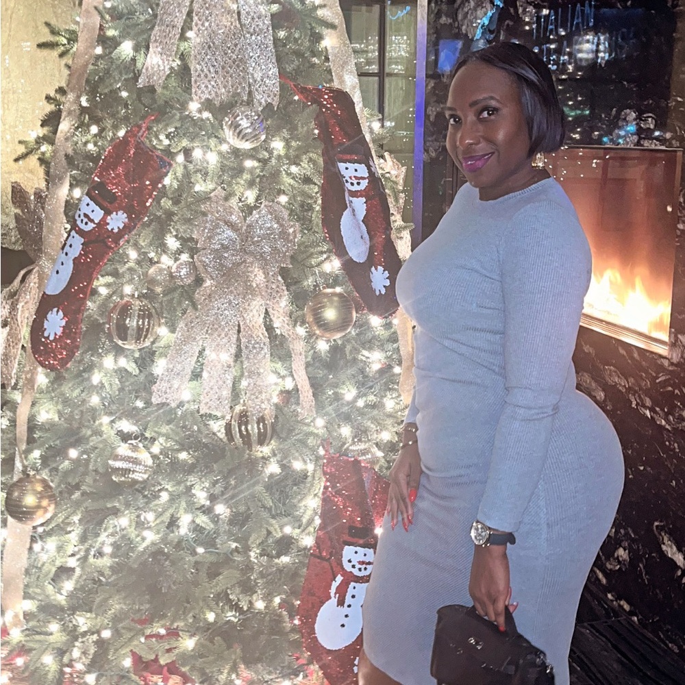 Elegant Light Gray Long Sleeve Dress